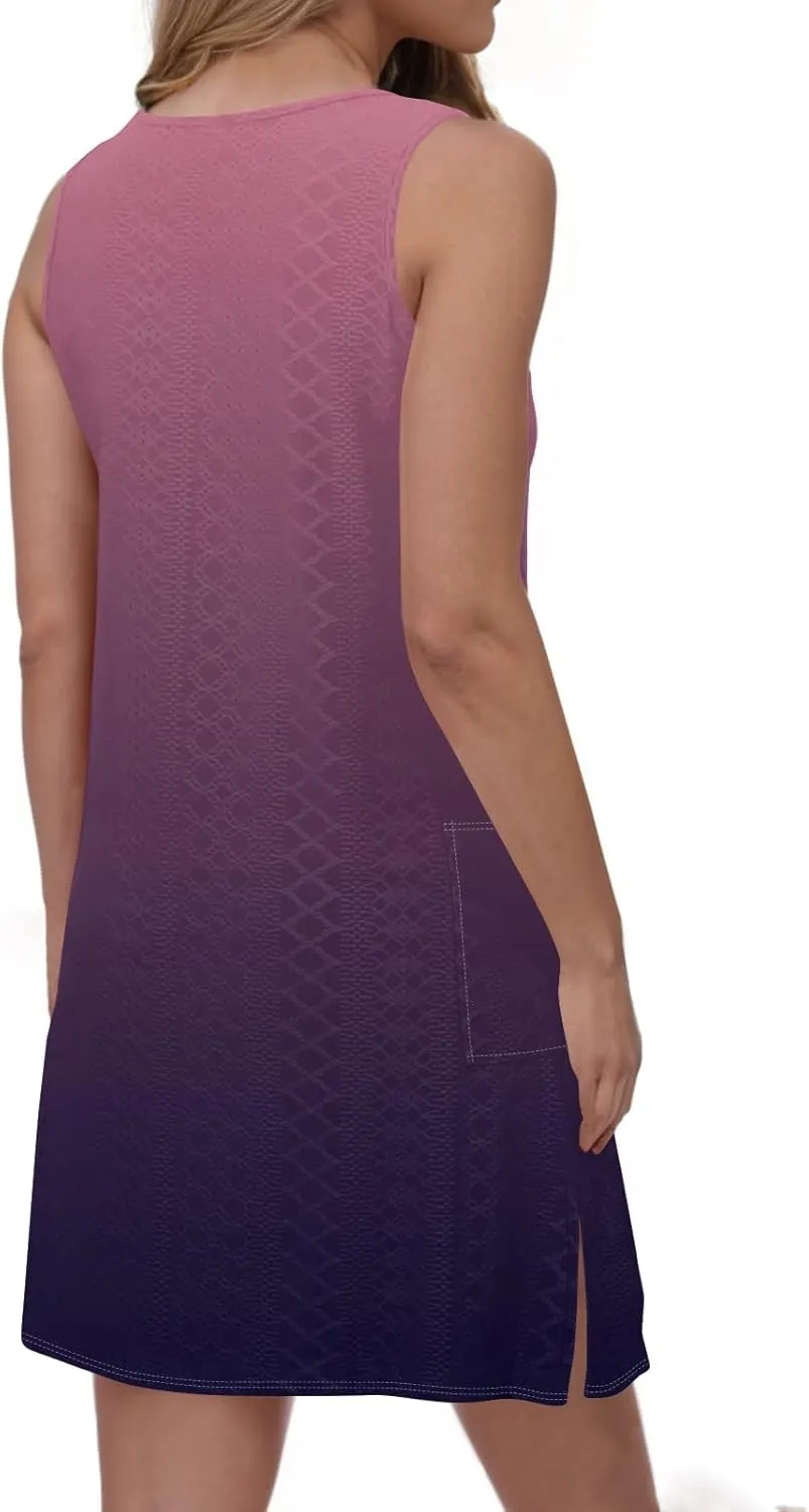 Womens Summer Dresses 2025 Eyelet Casual Loose V Neck Sleeveless Sundresses Tank Coverup Dresses with Pockets
