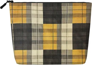 Yellow Gray Black Plaid Print Cosmetic Bags for Women Large Capacity Purse Travel Toiletry Zipper Storage Pouch