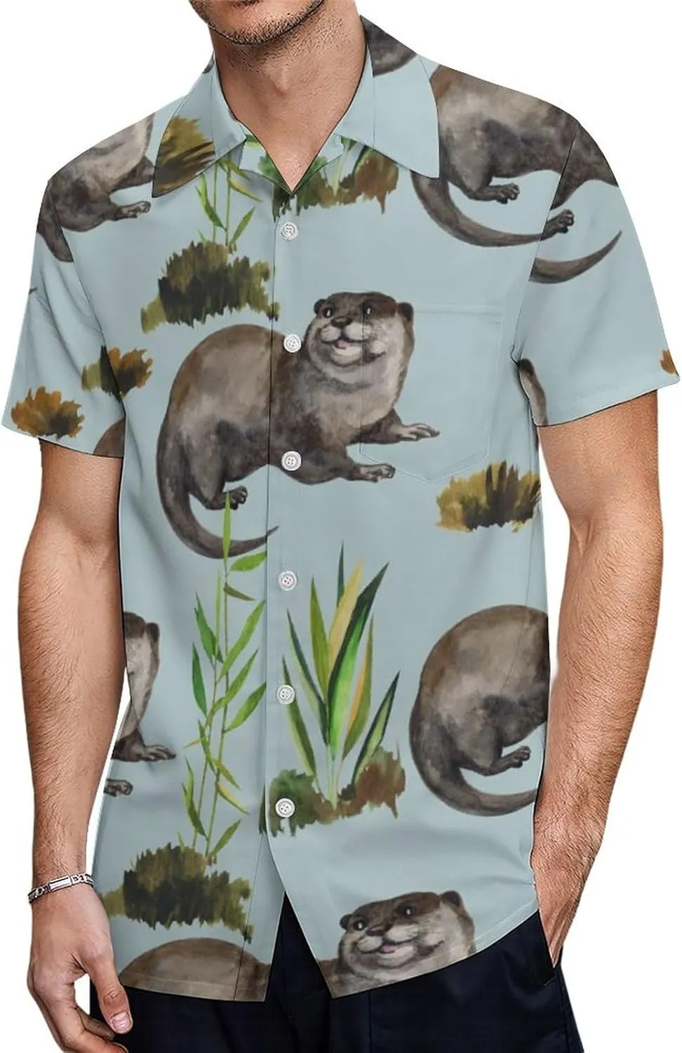 Yellow Sweet Bananas Men's Shirts Hawaiian Casual Printed Button-Down Shirts Fun Short Sleeve Summer Beach Shirts