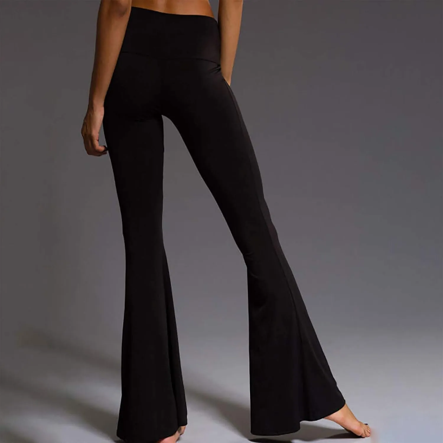 YOLAI Women's Bell Bottom Yoga Pants Casual High Waist Long Palazzo Pants Stretch Legging Flare Pants