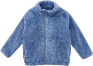 Youth Solid Full-Zip Polar Fleece Jacket for Kids Boy Girl Fuzzy Sherpa Coat Sweatshirt Fall Winter Warm Outwear