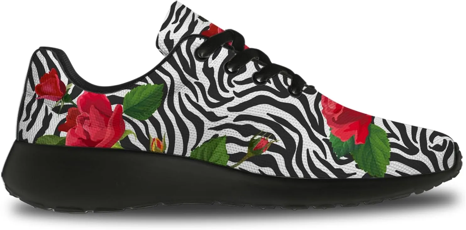 Zebra Print Shoes for Men Women Lightweight Comfort Running Tennis Walking Sneakers Gifts for Dad Mom