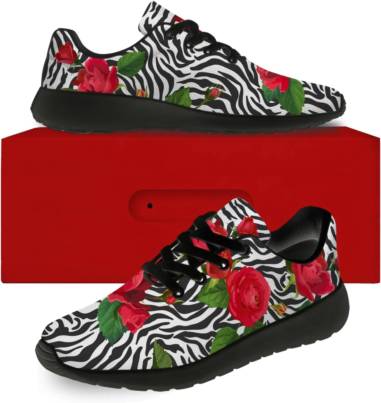 Zebra Print Shoes for Men Women Lightweight Comfort Running Tennis Walking Sneakers Gifts for Dad Mom