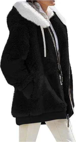 ZEFOTIM Winter Coats for Women Casual Fleece Jacket Warm Soft Outdoor Sherpa Lined Thick Coat Outwear with Pockets