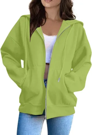 Zip Up Hoodie Women Fall Fashion 2024 Long Sleeve Zip Up Lightweight Sweatshirts Loose Fit Workout Plain Hoodie
