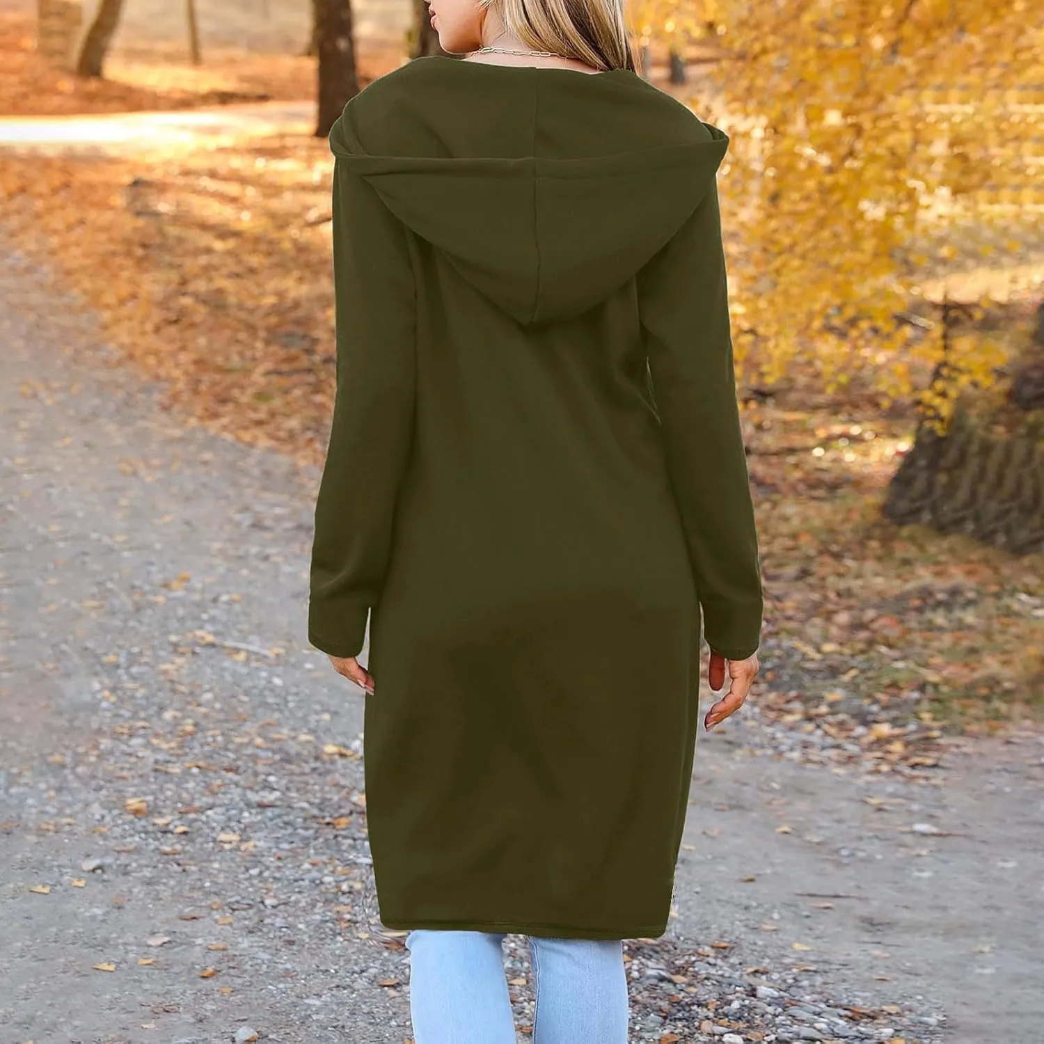 Zip Up Hoodies for Women Oversized Long Sleeve Sweatshirts Casual Fleece Hooded Coat Fall Long Jacket with Pockets