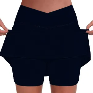 ZYXTIM Golf Skirts for Women with Shorts Crossover High Waisted Athletic Skorts Plus Size Stertch Quick Dry Workout Skirt